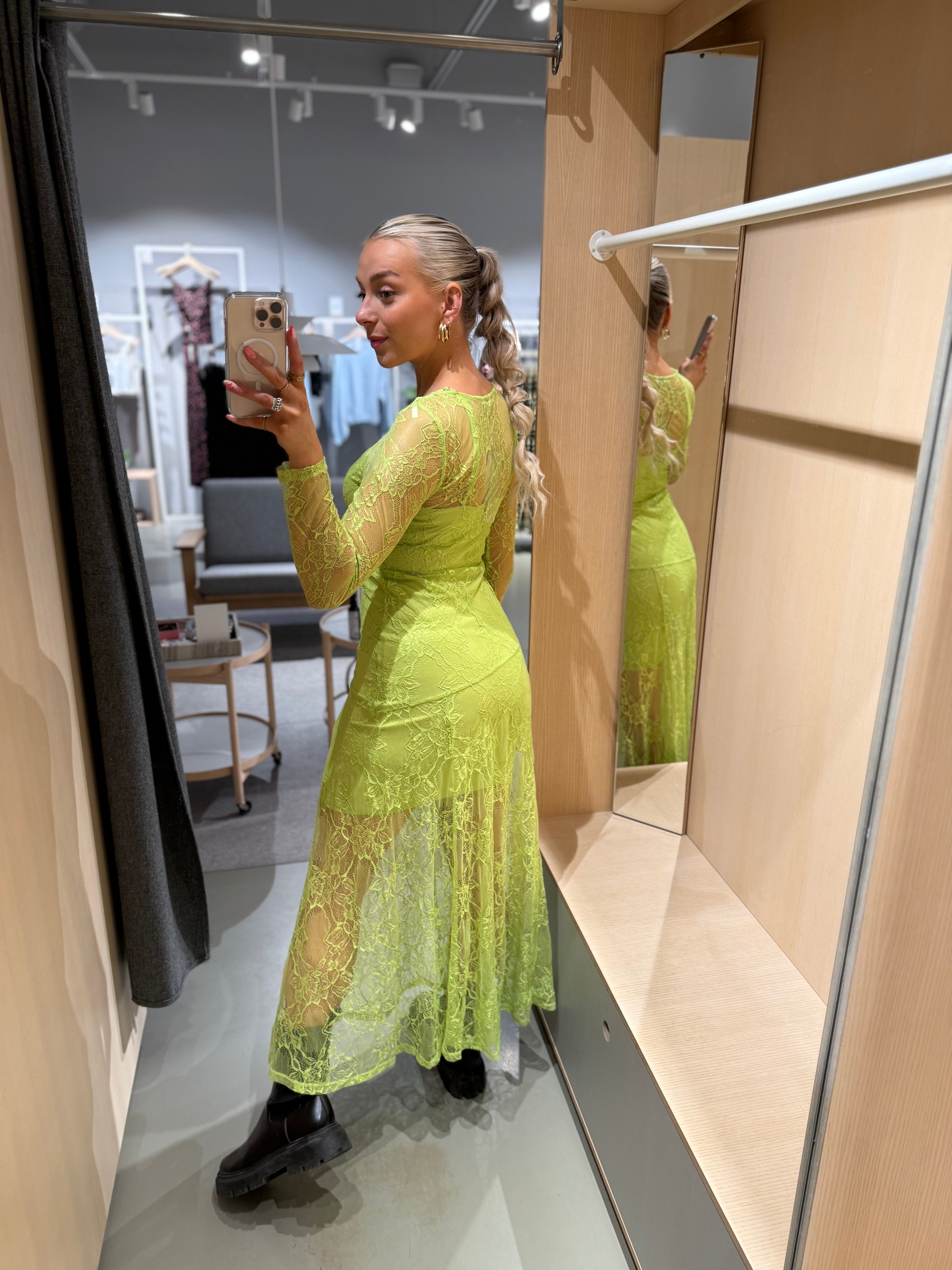 OBJLULLA Long Dress - Bright Lime Green